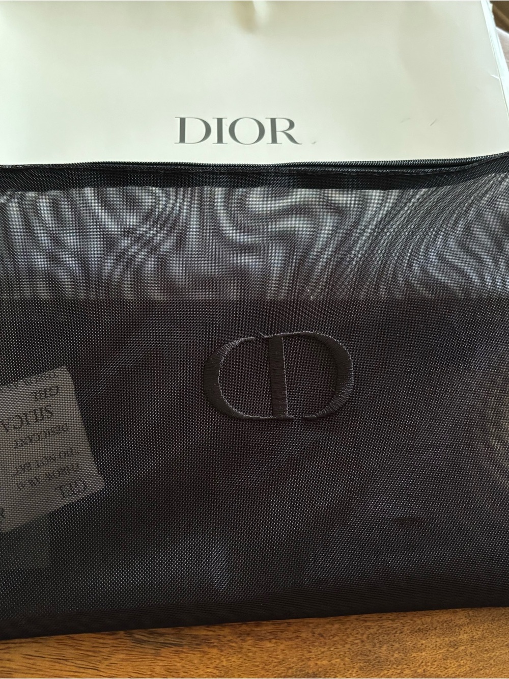 Dior Black Mesh Pouch with CD Emblem